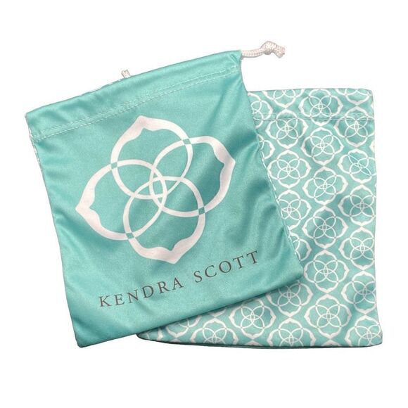 Lot of (2) Kendra Scott Jewelry turquoise Drawstring Bag Cloth Dust Polisher - Picture 2 of 6